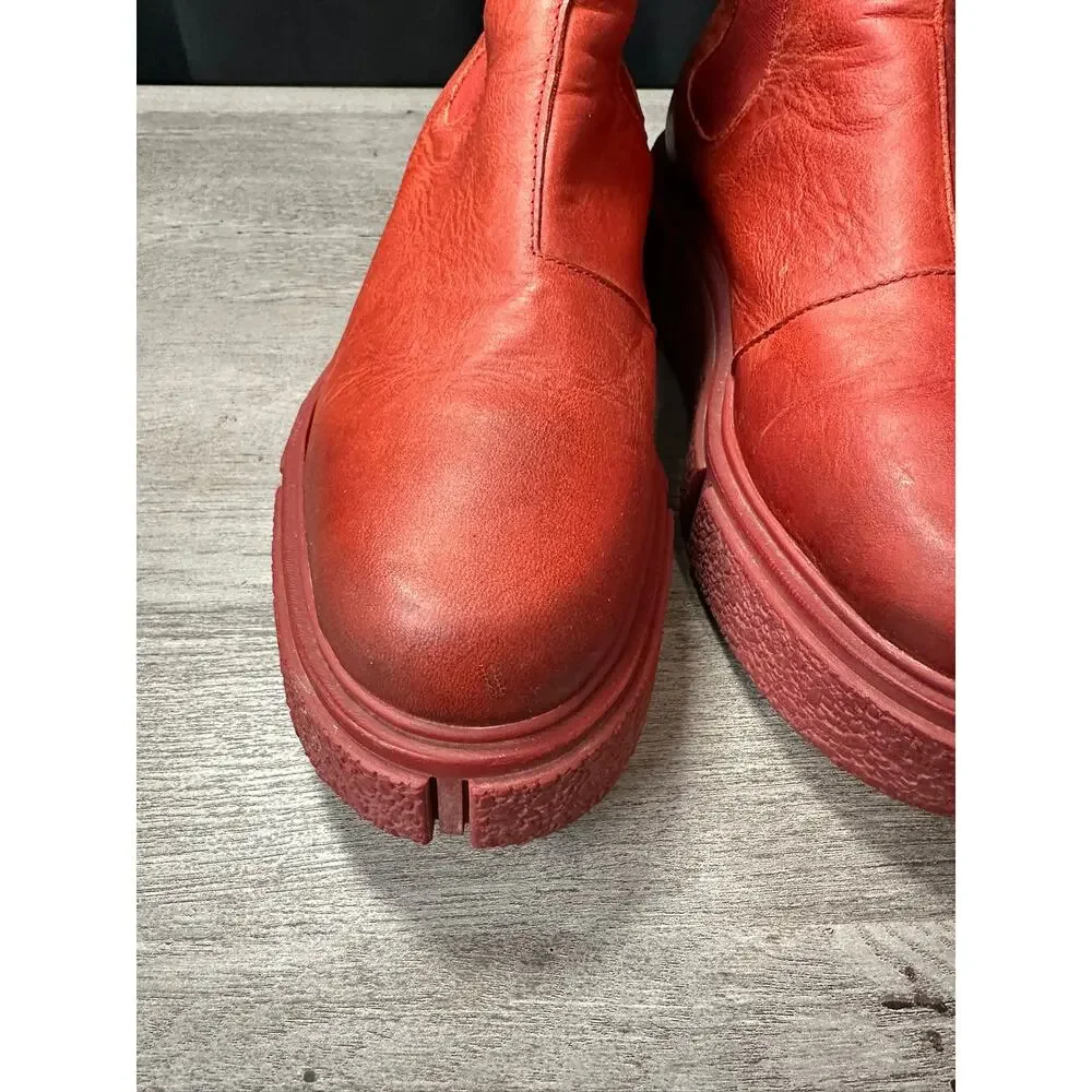 John Fluevog Piccolomini Platform Chelsea Boots Red Size 11